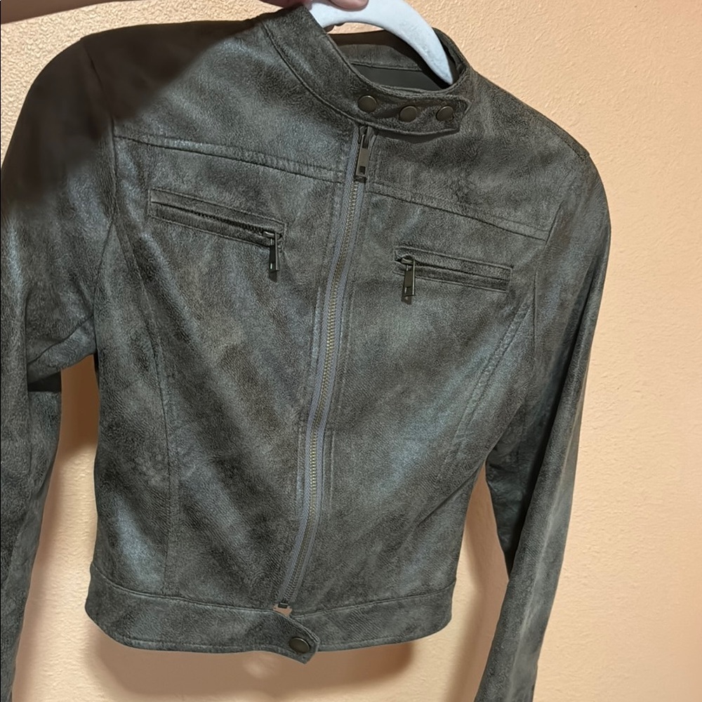 Lioness Black Leather Jacket with Stand-Up Collar